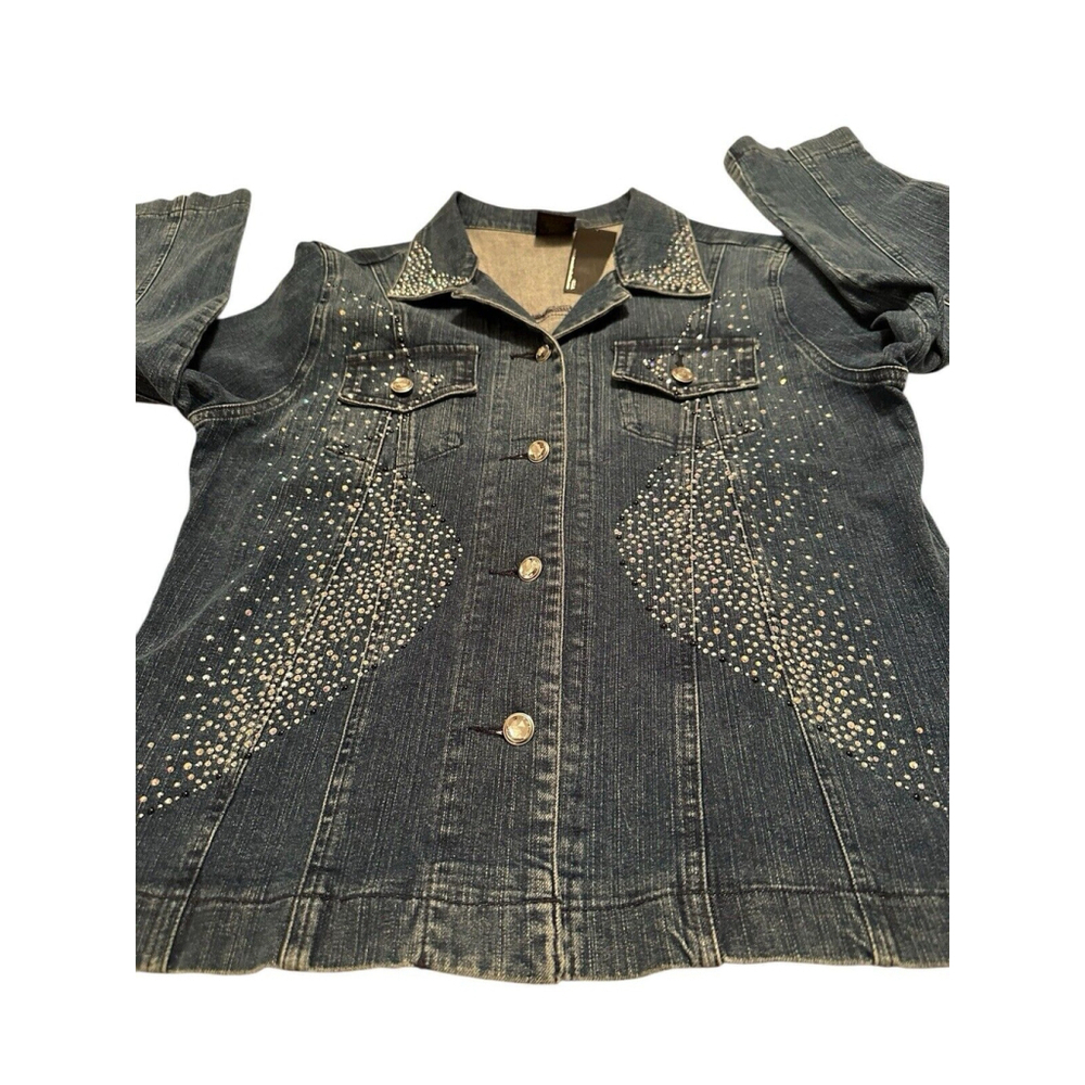 Katina Marie XL Denim Jacket Rhinestone Western NWT - Picture 14 of 16